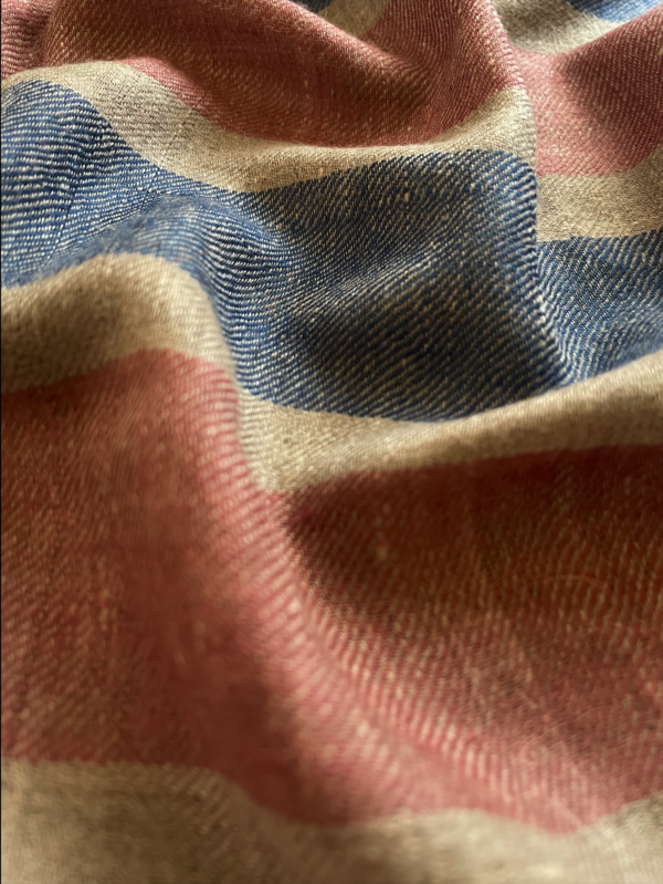 Red & Blue Striped Design Pashmina Stole